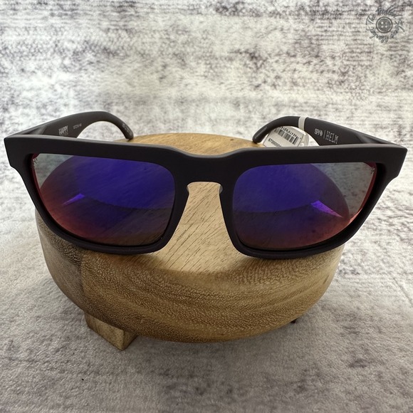 New Spy Helm Sunglasses Matte Plum Frame Happy Lens Purple Mirror 57-18-140 - Picture 3 of 13